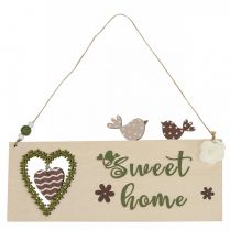 Produkt Dekoracja okienna, dekoracja wisząca, drewniany napis „Sweet Home”, 25 cm, 2 sztuki