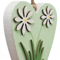 Produkt Dekoracyjne serca do zawieszania z kwiatami drewno zielone, białe 8,5×12cm 4 szt
