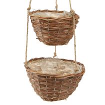Produkt Kosz wiszący na kwiaty 2 koszyki drewno naturalne Ø20cm/26cm