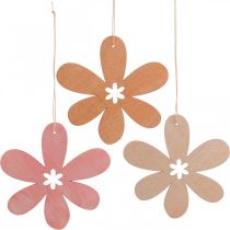 Drewniana zawieszka Deco kwiatek Drewniany kwiatek pomarańczowy/różowy/żółty 12 sztuk