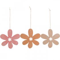 Drewniana zawieszka Deco kwiatek Drewniany kwiatek pomarańczowy/różowy/żółty 12 sztuk