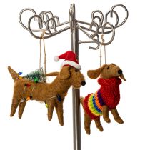 Produkt Ozdobna ozdoba choinkowa w kształcie psa jamnika, 16 cm, 2 sztuki