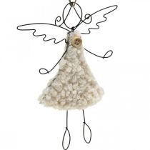 Wisiorek aniołek Świąteczny aniołek czarny, kremowy 13,5cm 4szt