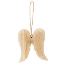 Produkt Drewniana zawieszka w kształcie skrzydła anioła do powieszenia na ścianie, 12 cm
