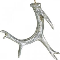Świąteczna zawieszka deco róg adwentowy srebrny 15cm 4szt