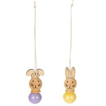 Produkt Drewniane zawieszki w kształcie zajączka wielkanocnego na wiosnę i choinkę wielkanocną, 4 cm, 12 sztuk