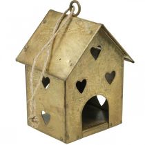 Produkt Wieszak świąteczny metalowy domek vintage złoty wys.9,5cm 3szt