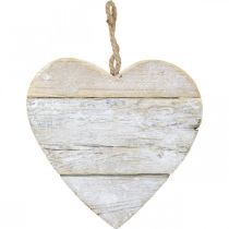Produkt Serce z drewna, ozdobne serce do zawieszenia, dekoracja serduszka biała 24cm
