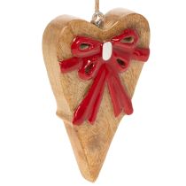 Produkt Drewniane serce z kokardą, wiszące, 14cm, 3 sztuki