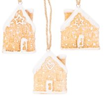 Produkt Domek z piernika ceramiczna wisząca dekoracja zimowa świąteczna 6 cm 3 szt.