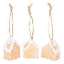 Produkt Domek z piernika ceramiczna wisząca dekoracja zimowa świąteczna 6 cm 3 szt.