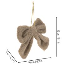 Produkt Dekoracyjna pluszowa kokarda z zawieszką, 16cm, 3 sztuki