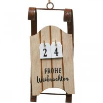Produkt Dekoracyjne sanie drewniane kalendarz adwentowy rdzawy dł.14,5cm 2szt