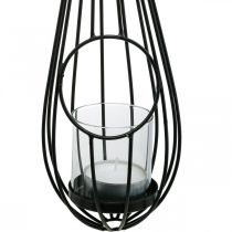 Latarnia do powieszenia wisząca dekoracja krople czarna 52cm