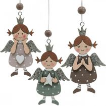 Zawieszka Anioł Świąteczny aniołek dekoracja drewniana 9,5x6,5cm 9szt