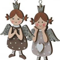 Zawieszka Anioł Świąteczny aniołek dekoracja drewniana 9,5x6,5cm 9szt