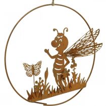 Pszczoła z metalowej rdzy ozdoba ogrodowa do zawieszenia Ø14cm 4szt