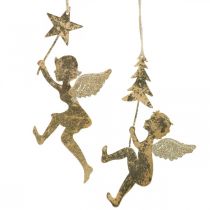 Zawieszka anioła złota, dekoracja świąteczna anioła H20/21.5cm 4szt