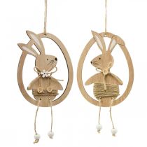 Produkt Zawieszka dekoracyjna drewniana Wielkanocna ozdoba królik w jajku 9×1,5×23cm 6szt