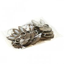 Produkt Drewniana zawieszka królik w okularach marchewkowy brąz beżowy 4×7,5cm 9szt