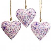 Deko zawieszka metalowe serce deco kwiaty 16x16x2,5cm 3szt