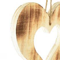 Produkt Drewniane serca wieszak dekoracyjny serce w sercu płomieniowane 15x15cm 4szt