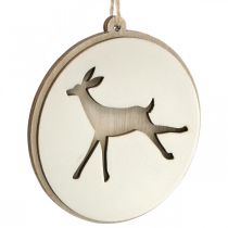 Produkt Wisiorek z jeleniem, medalion deco, drewniana ozdoba, adwent Ø9,5cm 6szt.