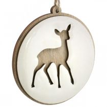 Produkt Wisiorek z jeleniem, medalion deco, drewniana ozdoba, adwent Ø9,5cm 6szt.