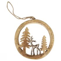 Produkt Wisząca dekoracja okna Dekoracja świąteczna dekoracja z drewna renifera 19,5 cm