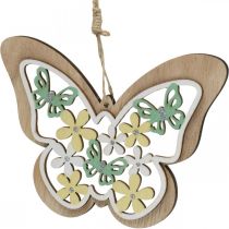Motyl do powieszenia, drewniana zawieszka kwiatowa, wiosenna dekoracja z brokatem H11/14,5cm 4szt