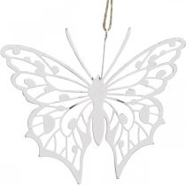 Ozdoba motyl wisząca vintage ozdoba metalowa biała 15×12cm 3szt