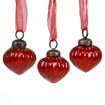 Produkt Ozdoby świąteczne szklane wieszaki dekoracyjne szkło czerwone 3,5×4cm 12 szt