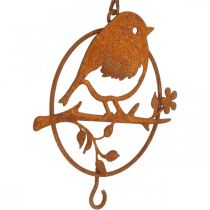 Ptaszek metalowy do zawieszenia, miejsce do karmienia, ptaszek z patyną haczyka 11,5×13cm