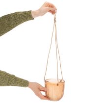 Produkt Doniczka szklana wisząca, dekoracyjna doniczka szklana, styl retro, zielono-brązowa, 14,5 cm, 2 sztuki