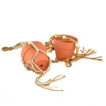 Produkt Doniczka wisząca makrama wisząca doniczka gliniana Ø12,5cm W75cm 2szt