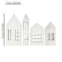 Produkt Miniaturowe domki do aranżacji wnętrz i stworzenia atmosfery, bardzo dekoracyjne, ponadczasowy design do domu, 14 cm, 4 sztuki