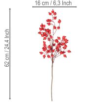 Produkt Sztuczna gałązka dzikiej róży z błyszczącymi owocami, 62 cm