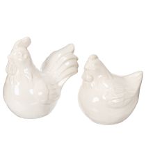 Produkt Figurka kurczaka, błyszcząca, szkliwiona, do nowoczesnego wystroju wnętrz, 17 cm, 2 sztuki