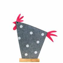 Deko Hahn aus Filz mit Punkten Grau, Weiß, Pink 30cm x 5cm H31,5cm Dekoracja wielkanocna, witryna sklepowa