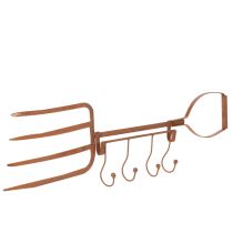 Produkt Zardzewiały metalowy wieszak na haki, dekoracyjny widły do siana, dekoracja ogrodowa, 4 haki, 62 cm