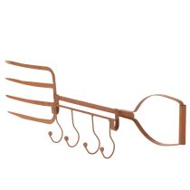 Produkt Zardzewiały metalowy wieszak na haki, dekoracyjny widły do siana, dekoracja ogrodowa, 4 haki, 62 cm