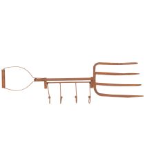 Produkt Zardzewiały metalowy wieszak na haki, dekoracyjny widły do siana, dekoracja ogrodowa, 4 haki, 62 cm