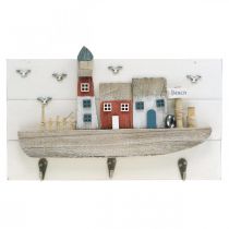 Wieszak Beach, dekoracja z drewna morskiego, listwa haczykowa Boat Shabby Chic L33cm