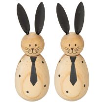 Produkt Drewniana figurka dekoracyjna królik, idealna do spokojnej i ponadczasowej dekoracji, 15 cm, 2 sztuki