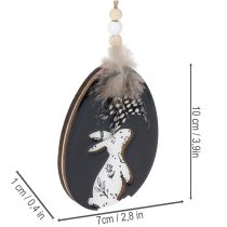 Produkt Drewniane pisanki do powieszenia, białe i czarne, 10 cm, 6 sztuk