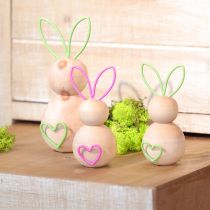 Produkt Drewniana figurka dekoracyjna królika z drucianymi uszami do nowoczesnych dekoracji wielkanocnych, 11 cm, 4 sztuki