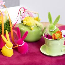 Produkt Dekoracyjna figurka zajączka wielkanocnego z perłowym naszyjnikiem, idealna do salonu lub sypialni, 13 cm, 4 sztuki