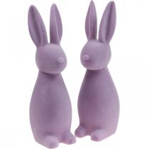 Deco Bunny Deco Easter Bunny Flokowany Liliowy Fioletowy W29,5cm 2szt