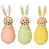 Produkt Dekoracyjne figurki królików w kształcie jajka, idealne do wiosennego wystroju domu, 12 cm, 3 sztuki