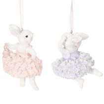 Produkt Zawieszki w kształcie króliczka baletnicy, idealna ozdoba na gałązki wielkanocne lub choinkę, 12 cm, 2 sztuki